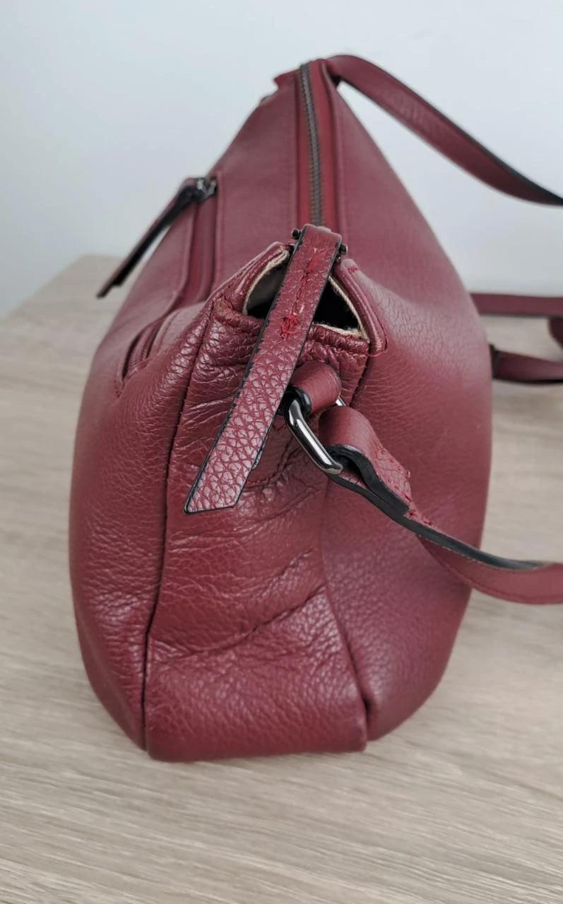 Vintage Katana Burgundy Women's Grained Leather Multi-Pocket Crossbody Bag / 182R – photo 5